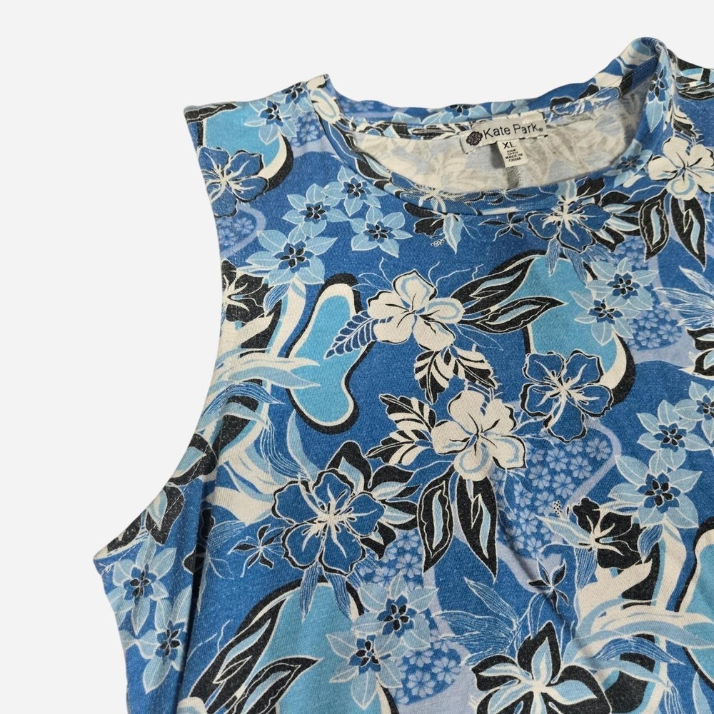PS funky Hawaiian print mini shirt dress/ XL / beach, cover up, vaca, hibiscus - Picture 5 of 6